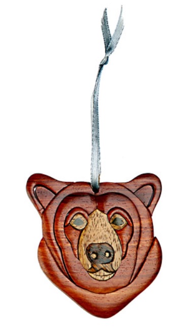 Double Side Wood Intarsia Ornament - Bear